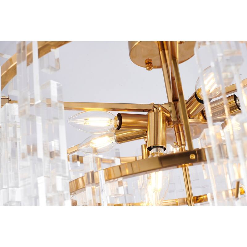 30" Antqiue Bronze Metal Chandelier With Clear Acylic On Sale Bed